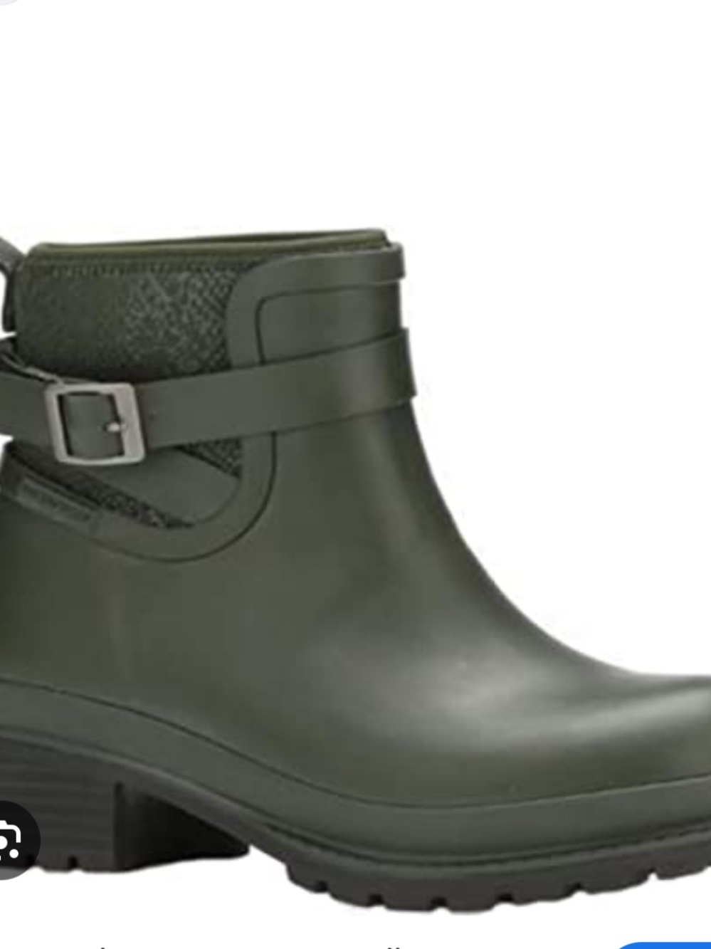 Olive Green Short Ankle Rain Boots with Buckle